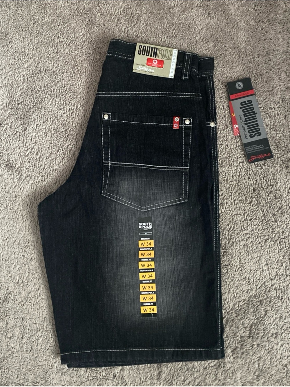 NWT Vintage Y2K South Pole Men's Black Relaxed Denim Shorts